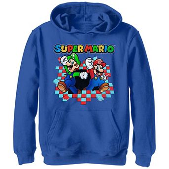 Boys Super Mario Bros And Luigi Breaking The Wall Graphic Hoodie