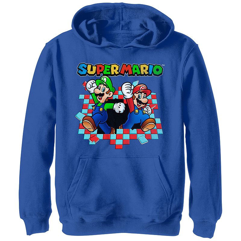 Boys Super Mario Bros And Luigi Breaking The Wall Graphic Hoodie, Boy's, 