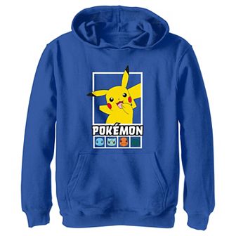 Boys Pokemon Squares Pikachu Team Graphic Hoodie