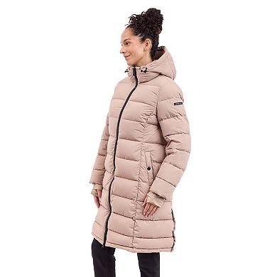 Women's BCBGeneration Long Snap Hooded Puffer Jacket