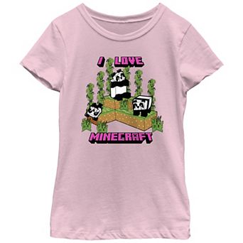 Girls Minecraft I Love Pandas Graphic Tee