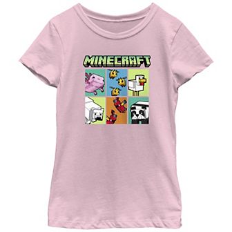 Girls Minecraft Animal Blocks Graphic Tee