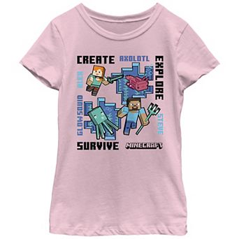 Girls Minecraft Create Explore Survive Graphic Tee