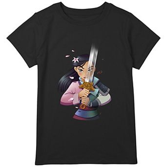 Disney's Mulan Anime Style Portrait Girls Plus Graphic Tee