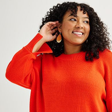 Plus Size Sonoma Goods For Life Side Slit Crewneck Sweater