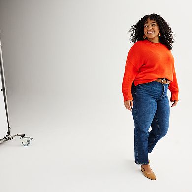 Plus Size Sonoma Goods For Life Side Slit Crewneck Sweater