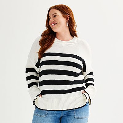 Plus Size Sonoma Goods For Life Side Slit Crewneck Sweater