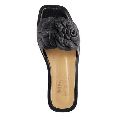 Spring Step Domonique Women's Leather Flower Slide Sandals
