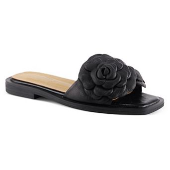 Spring Step Domonique Women's Leather Flower Slide Sandals