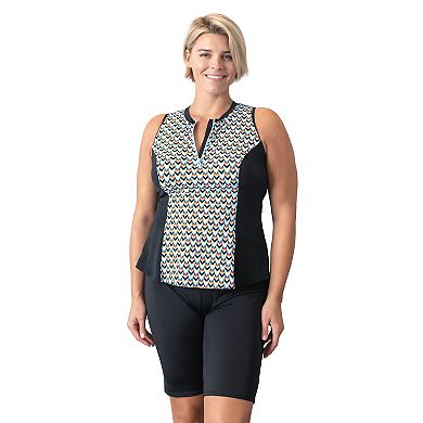 Plus Size Fit 4 U Sleeveless 1/4-Zip Swim Shirt