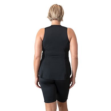 Plus Size Fit 4 U Sleeveless 1/4-Zip Swim Shirt