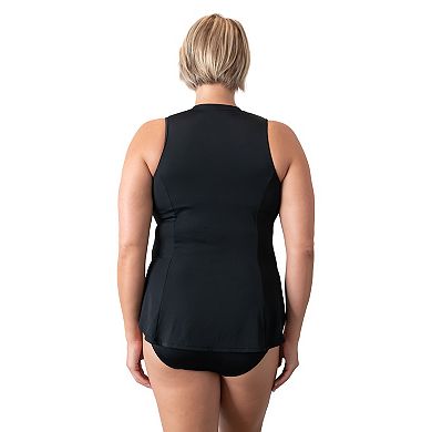 Plus Size Fit 4 U Sleeveless 1/4-Zip Swim Shirt