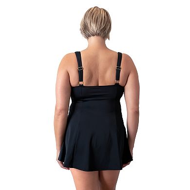 Plus Size Fit 4 U Flowy Wrap One-Piece Swim Dress