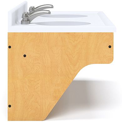 Tot Mate Double Sink Daycare Wallmount Vanity With Marble Top, Kids Bathroom Vanities