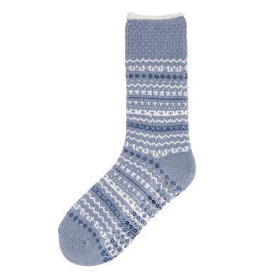 Women's Cuddl Duds® Fairisle Popcorn Cozy Crew Lounge Slipper Socks