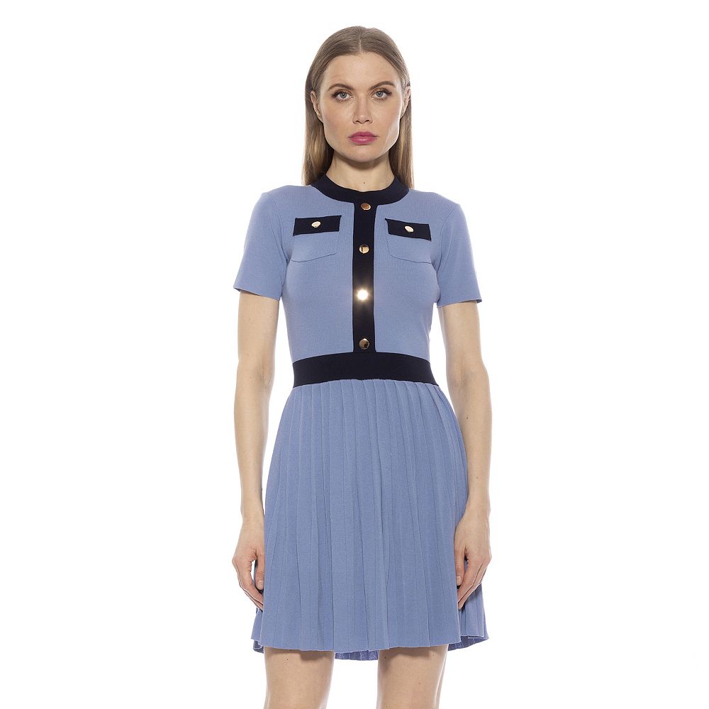 Alexia Admor Women's Anders Knit Fit And Flare Dress, Blue, Medium