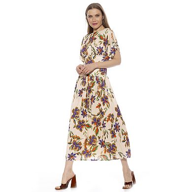 Women's ALEXIA ADMOR Luna Draped Dolman Sleeve Tea Length Dress