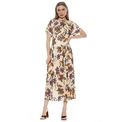Women's ALEXIA ADMOR Luna Draped Dolman Sleeve Tea Length Dress
