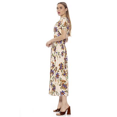 Women's ALEXIA ADMOR Luna Draped Dolman Sleeve Tea Length Dress