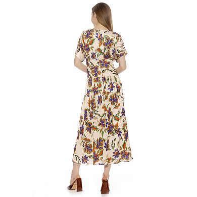 Women's ALEXIA ADMOR Luna Draped Dolman Sleeve Tea Length Dress