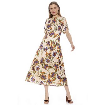 Women's ALEXIA ADMOR Luna Draped Dolman Sleeve Tea Length Dress