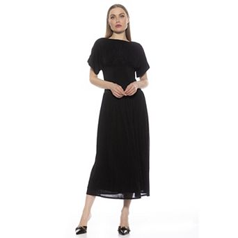 Women's ALEXIA ADMOR Luna Draped Dolman Sleeve Tea Length Dress