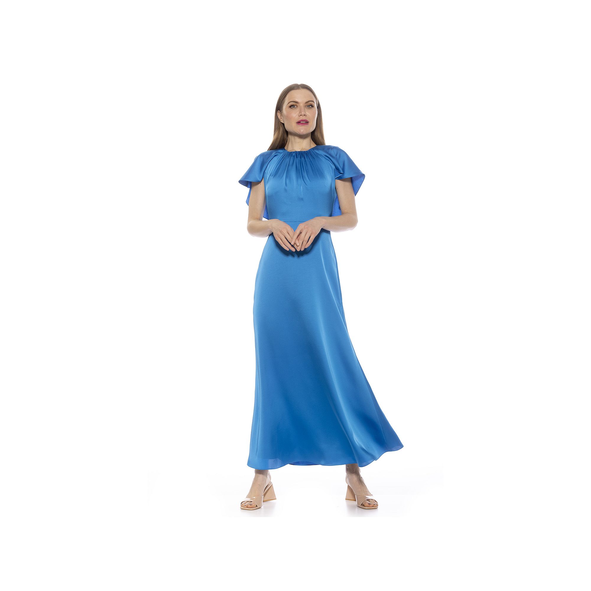 Womens ALEXIA ADMOR Danica Crewneck Flutter Cap Sleeve Dress, Size: 6, Cer