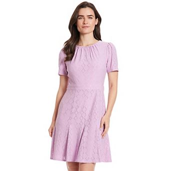 Women's London Times Eyelet Puff Sleeve Godet Mini Dress