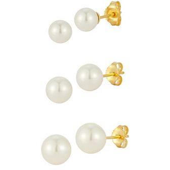 Sunkissed Sterling Freshwater Cultured Pearl Stud Earring Set