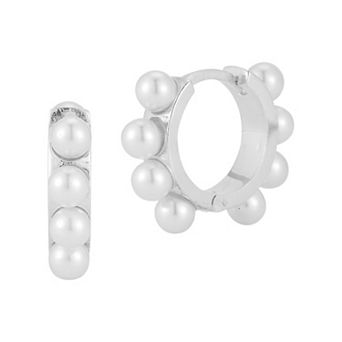 Sunkissed Sterling Freshwater Cultured Pearl Huggie Hoop Earrings