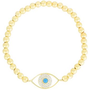 Sunkissed Sterling Cubic Zirconia & Synthetic Turquoise Eye Bracelet