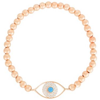 Sunkissed Sterling Cubic Zirconia & Synthetic Turquoise Eye Bracelet