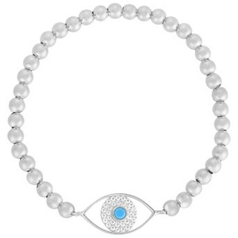 Sunkissed Sterling Cubic Zirconia & Synthetic Turquoise Eye Bracelet