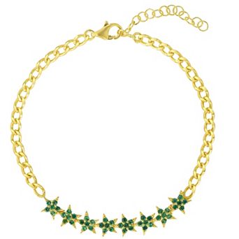 Sunkissed Sterling 14k Gold Over Silver Cubic Zirconia Flower Bracelet