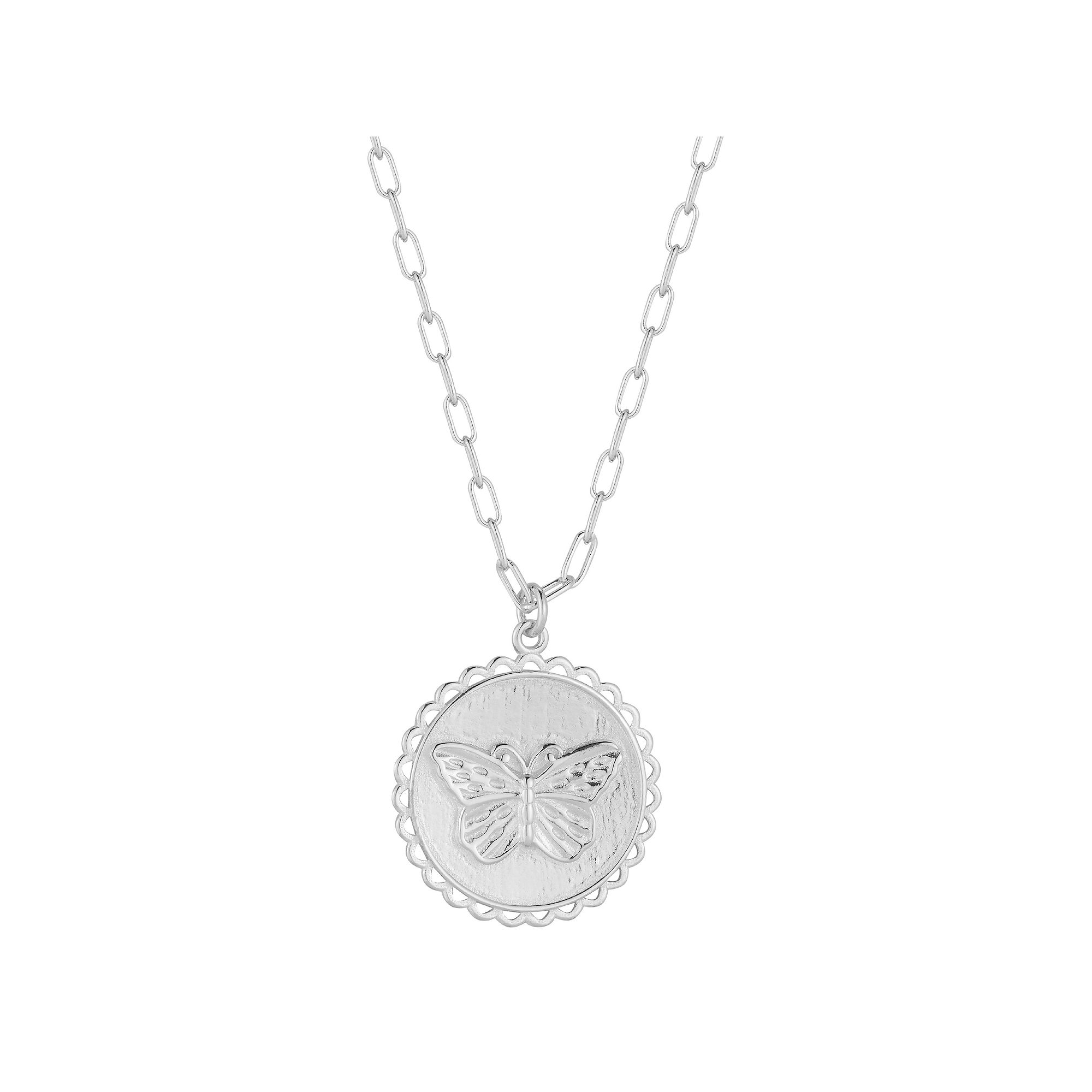 Sunkissed Sterling Butterfly Pendant Necklace, Womens, Size: 17, Silver
