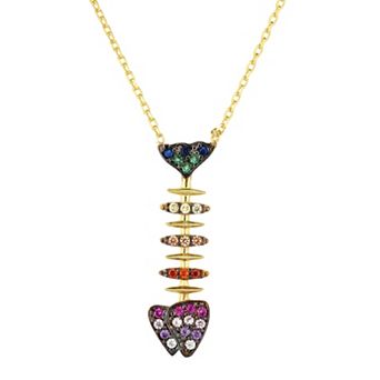Sunkissed Sterling 14k Gold Over Silver Cubic Zirconia Rainbow Fish Necklace
