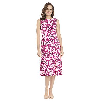 Women's London Times Floral Inset Waist Midi Dress