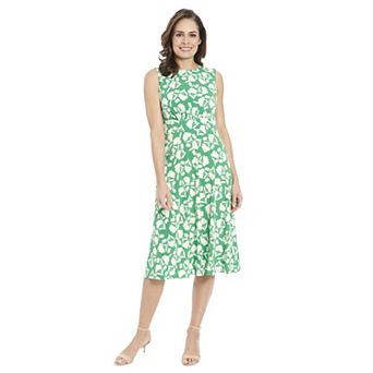 Women's London Times Floral Inset Waist Midi Dress