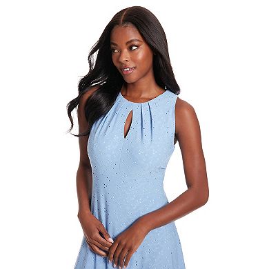 Women's London Times Eyelet Keyhole Neck Midi Dress