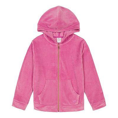 Girls 7 16 Roxy Ribbed Velour Zip Up Hoodie Girl s Size Large Pink