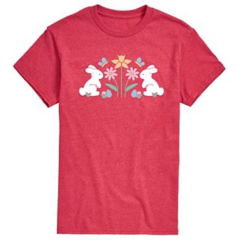 Men's Stencil Bunnies with Flowers Graphic Tee