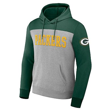 Men's NFL x Darius Rucker Collection by Fanatics Heather Gray Green Bay Packers Color Blocked Pullover Hoodie