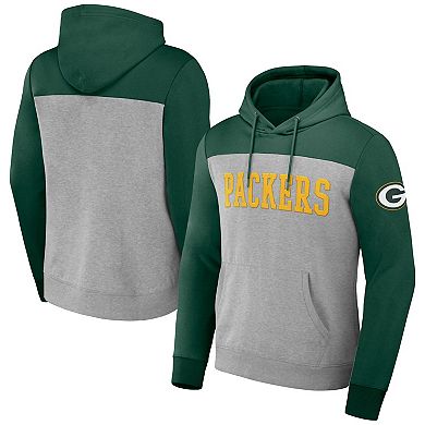 Men's NFL x Darius Rucker Collection by Fanatics Heather Gray Green Bay Packers Color Blocked Pullover Hoodie