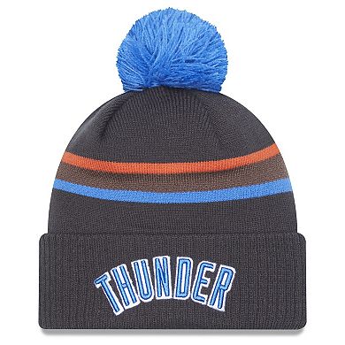 Men's New Era  Gray Oklahoma City Thunder 2022/23 City Edition Official Cuffed Pom Knit Hat