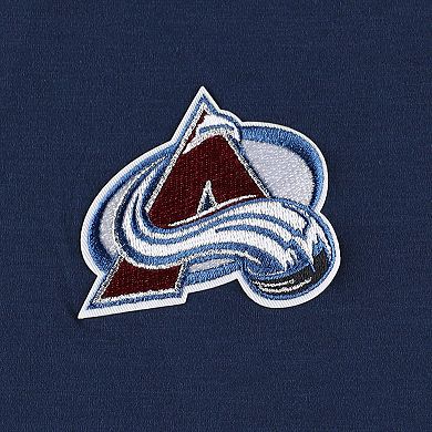 Men's Antigua Heather Navy Colorado Avalanche Spikes Raglan Quarter-Zip Hoodie