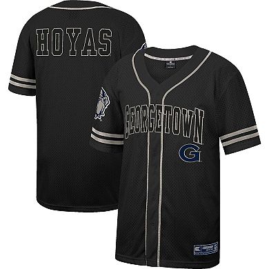 Men's Colosseum Black Georgetown Hoyas Free Spirited Mesh Button-Up Baseball Jersey