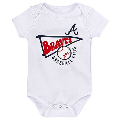 Infant Red/White/Heather Gray Atlanta Braves Biggest Little Fan 3-Pack Bodysuit Set