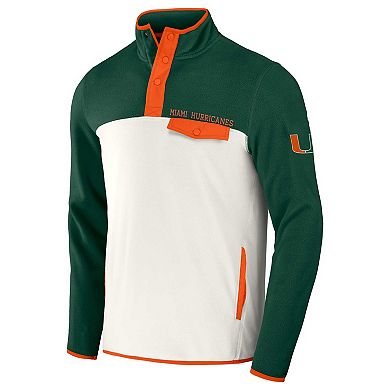 Men's Darius Rucker Collection by Fanatics Forest Green/White Miami Hurricanes Micro Fleece Half-Snap Jacket