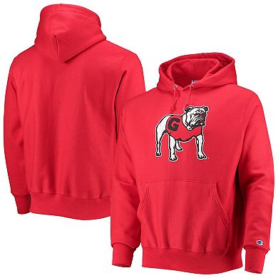 Men's Champion Red Georgia Bulldogs Vault Logo Reverse Weave Pullover Hoodie