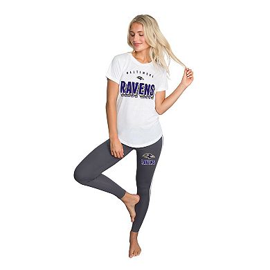 Women's Concepts Sport White/Charcoal Baltimore Ravens Sonata Short Sleeve Top & Leggings Set
